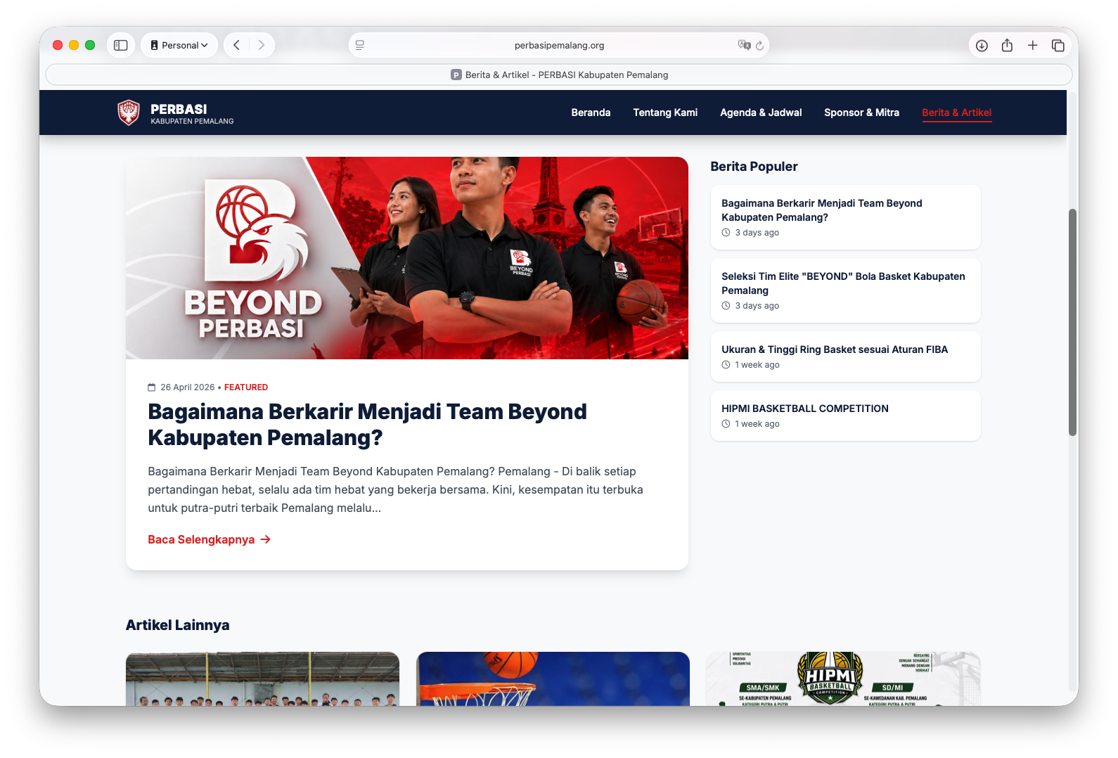 Website PERBASI Pemalang