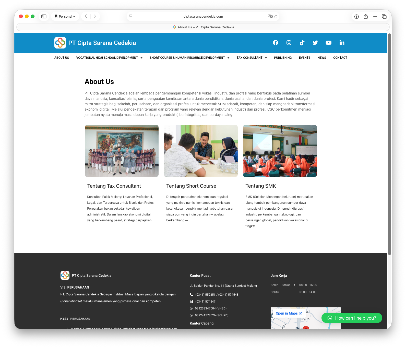 Website PT Cipta Sarana Cendekia