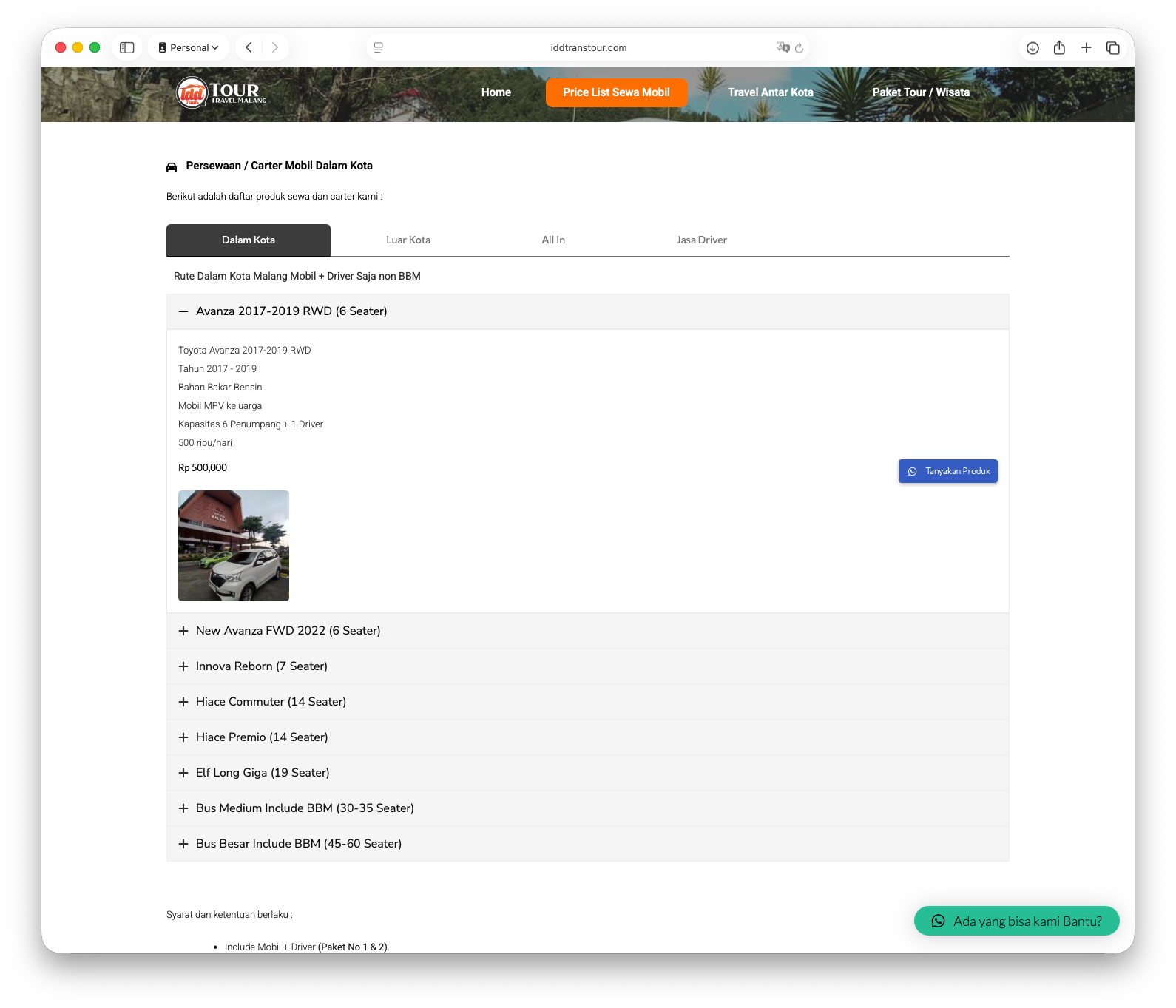 Website Tour Travel